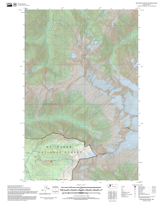 2025 Forest Service Topo Map of Eldorado Peak Washington