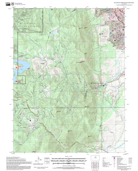 2025 Forest Service Topo Map of Eldorado Springs Colorado