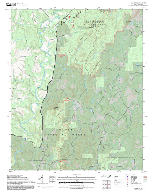 2025 Forest Service Topo Map of Eleazer North Carolina