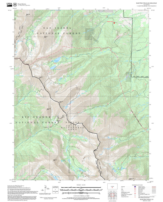 2025 Forest Service Topo Map of Electric Peak Colorado