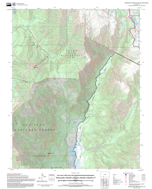 2025 Forest Service Topo Map of Elephant Head Rock Colorado