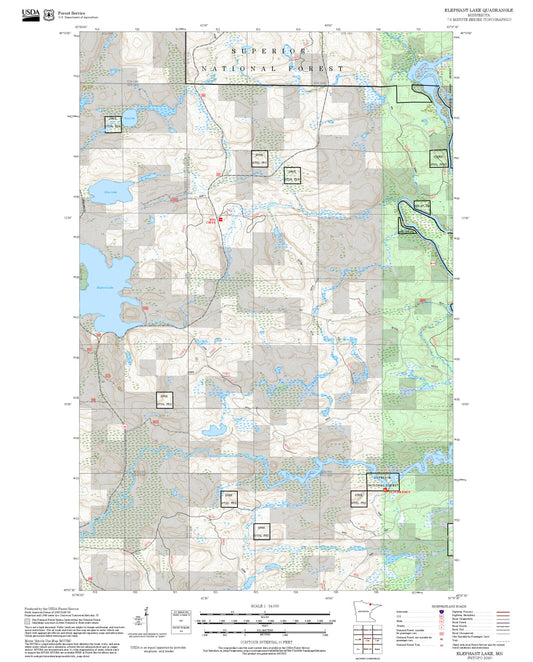 2025 Forest Service Topo Map of Elephant Lake Minnesota