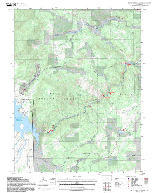 2025 Forest Service Topo Map of Elevenmile Canyon Colorado