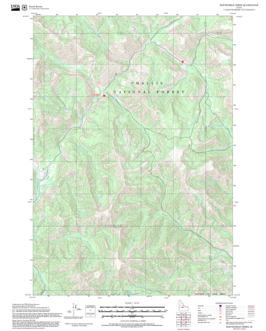 2025 Forest Service Topo Map of Elevenmile Creek Idaho