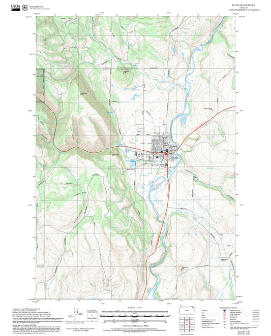 2025 Forest Service Topo Map of Elgin Oregon