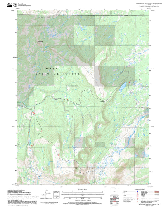 2025 Forest Service Topo Map of Elizabeth Mountain Utah