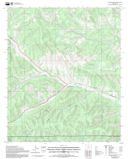 2025 Forest Service Topo Map of Elk-Silver New Mexico