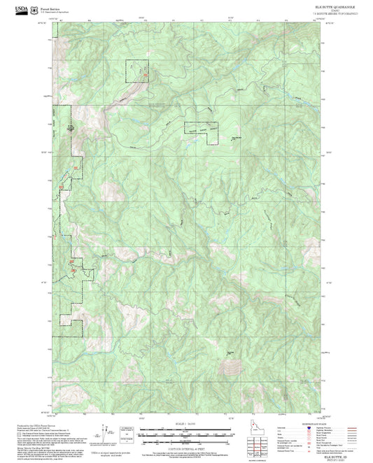 2025 Forest Service Topo Map of Elk Butte Idaho