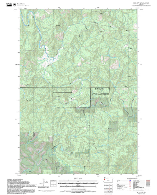 2025 Forest Service Topo Map of Elk City Oregon