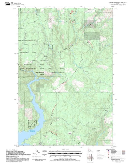 2025 Forest Service Topo Map of Elk Creek Falls Idaho
