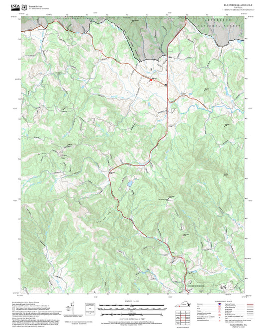 2025 Forest Service Topo Map of Elk Creek Virginia