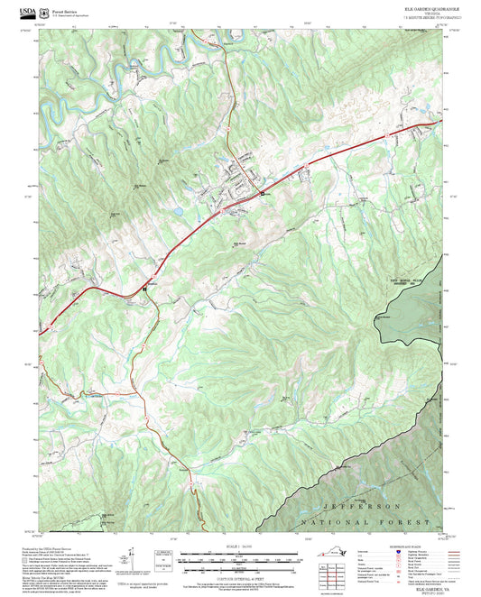 2025 Forest Service Topo Map of Elk Garden Virginia