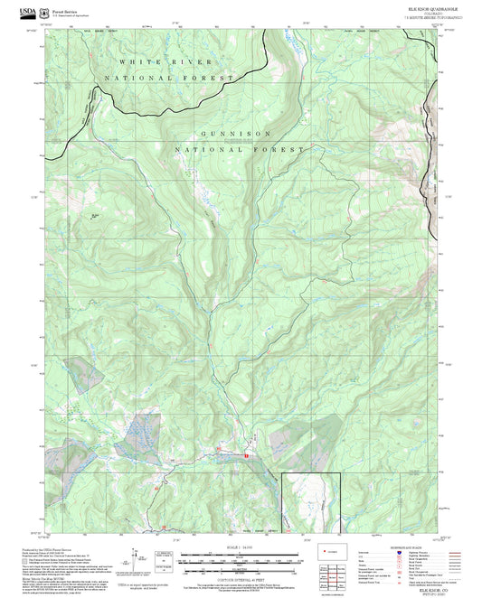 2025 Forest Service Topo Map of Elk Knob Colorado