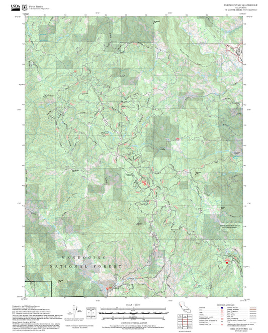 2025 Forest Service Topo Map of Elk Mountain California