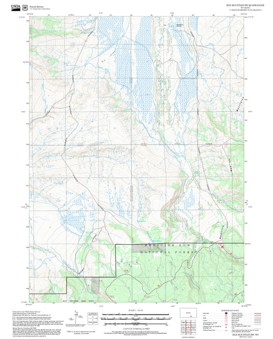 2025 Forest Service Topo Map of Elk Mountain SW Wyoming