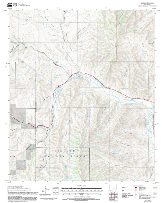 2025 Forest Service Topo Map of Elk New Mexico
