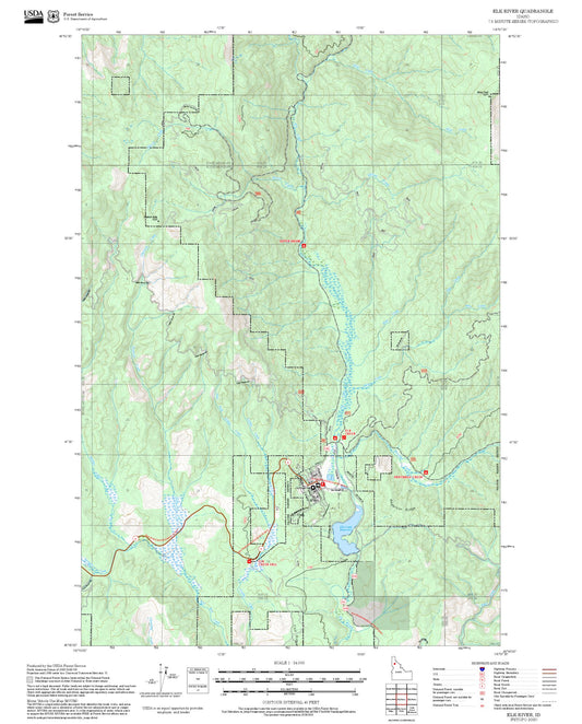 2025 Forest Service Topo Map of Elk River Idaho