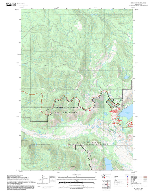 2025 Forest Service Topo Map of Elk Rock Washington