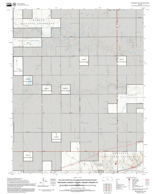 2025 Forest Service Topo Map of Elkhart NW Kansas