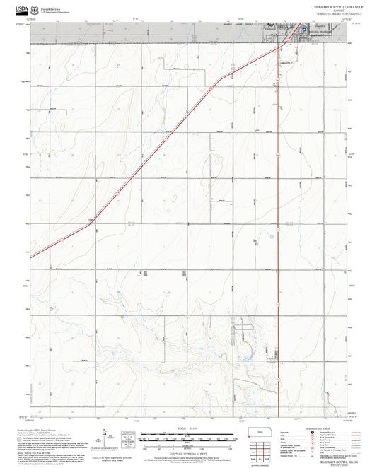 2025 Forest Service Topo Map of Elkhart South Kansas