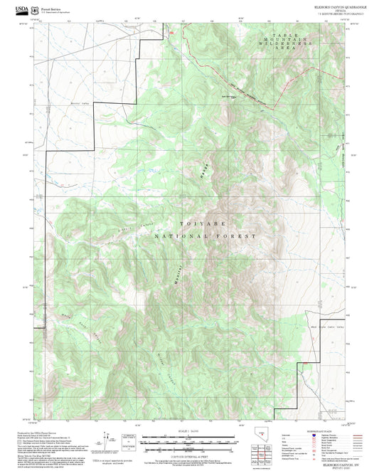 2025 Forest Service Topo Map of Elkhorn Canyon Nevada