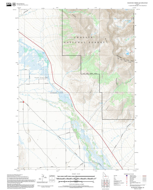 2025 Forest Service Topo Map of Elkhorn Creek Idaho