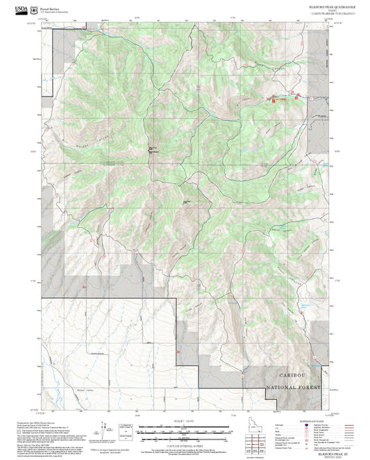 2025 Forest Service Topo Map of Elkhorn Peak Idaho