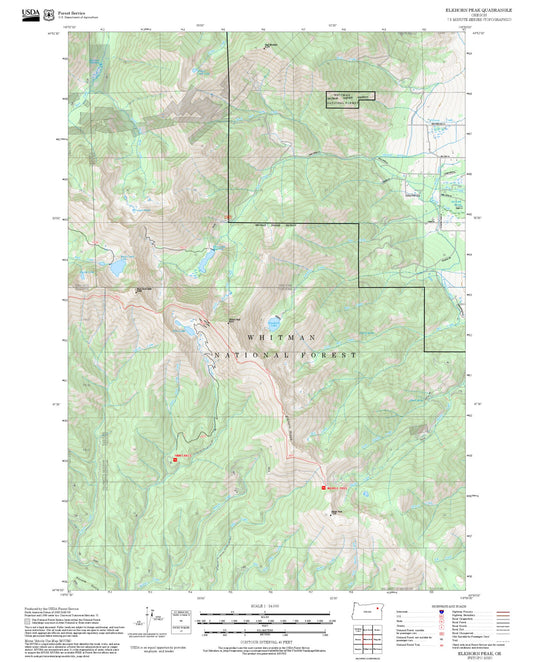 2025 Forest Service Topo Map of Elkhorn Peak Oregon