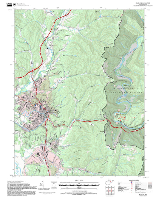 2025 Forest Service Topo Map of Elkins West Virginia