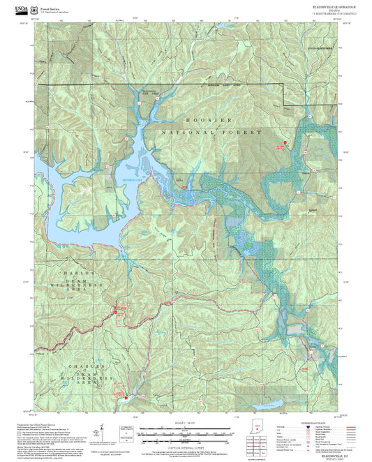 2025 Forest Service Topo Map of Elkinsville Indiana
