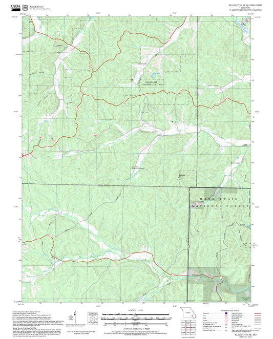 2025 Forest Service Topo Map of Ellington SE Missouri