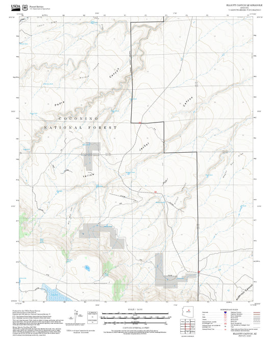 2025 Forest Service Topo Map of Elliott Canyon Arizona