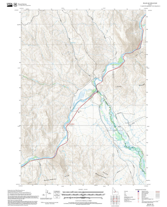 2025 Forest Service Topo Map of Ellis Idaho