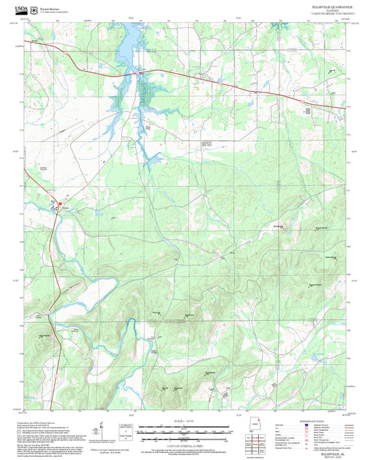 2025 Forest Service Topo Map of Ellisville Alabama