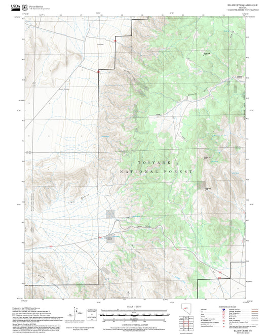 2025 Forest Service Topo Map of Ellsworth Nevada