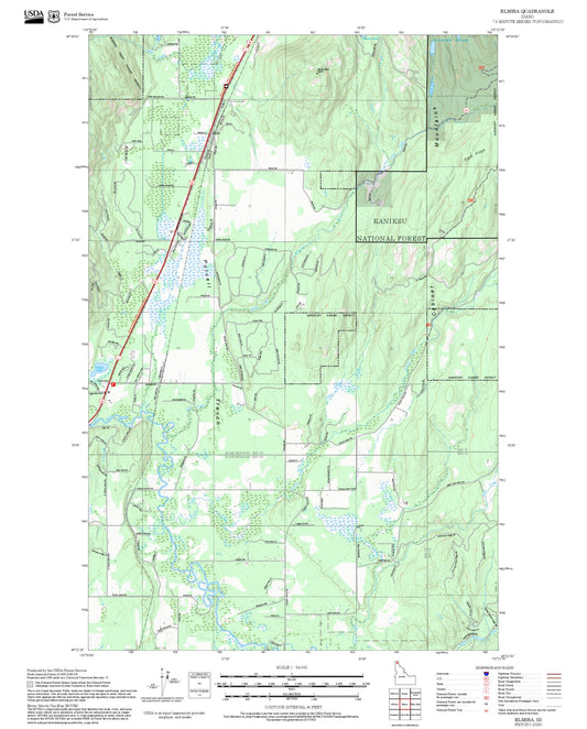 2025 Forest Service Topo Map of Elmira Idaho
