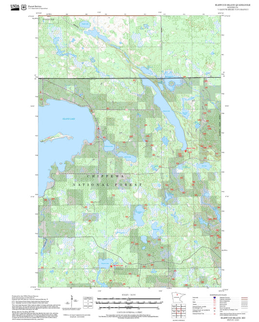 2025 Forest Service Topo Map of Elmwood Island Minnesota