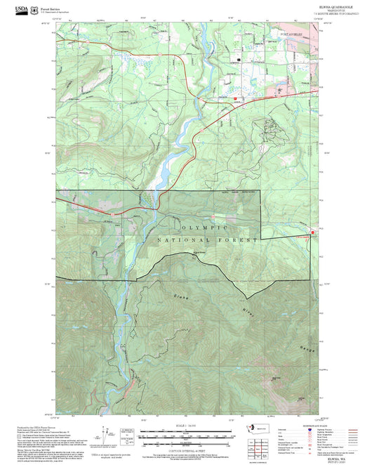 2025 Forest Service Topo Map of Elwha Washington