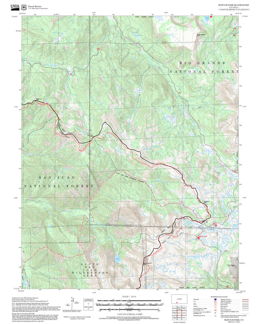 2025 Forest Service Topo Map of Elwood Pass Colorado