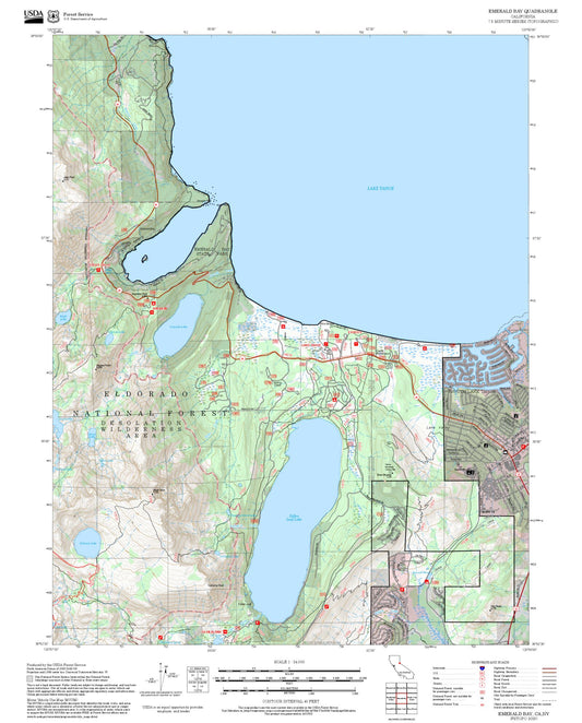 2025 Forest Service Topo Map of Emerald Bay California