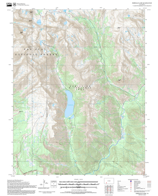 2025 Forest Service Topo Map of Emerald Lake Colorado