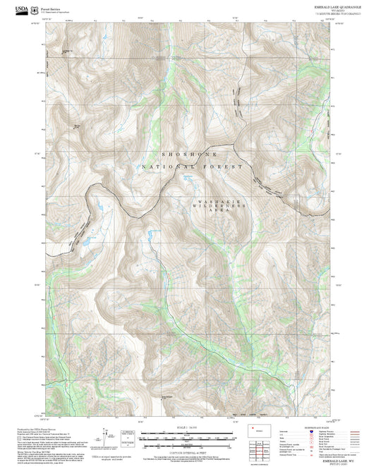 2025 Forest Service Topo Map of Emerald Lake Wyoming