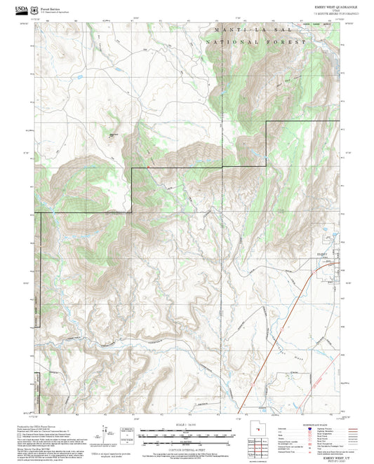 2025 Forest Service Topo Map of Emery West Utah
