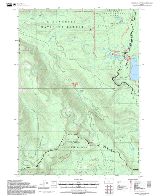 2025 Forest Service Topo Map of Emigrant Butte Oregon