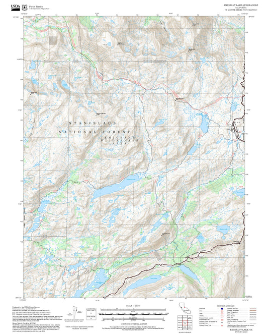 2025 Forest Service Topo Map of Emigrant Lake California