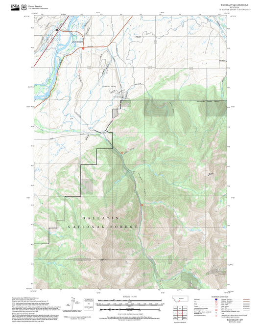 2025 Forest Service Topo Map of Emigrant Montana