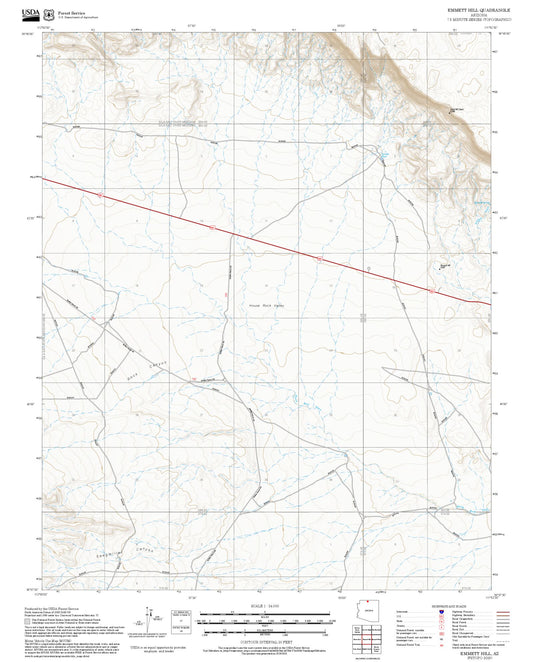 2025 Forest Service Topo Map of Emmett Hill Arizona