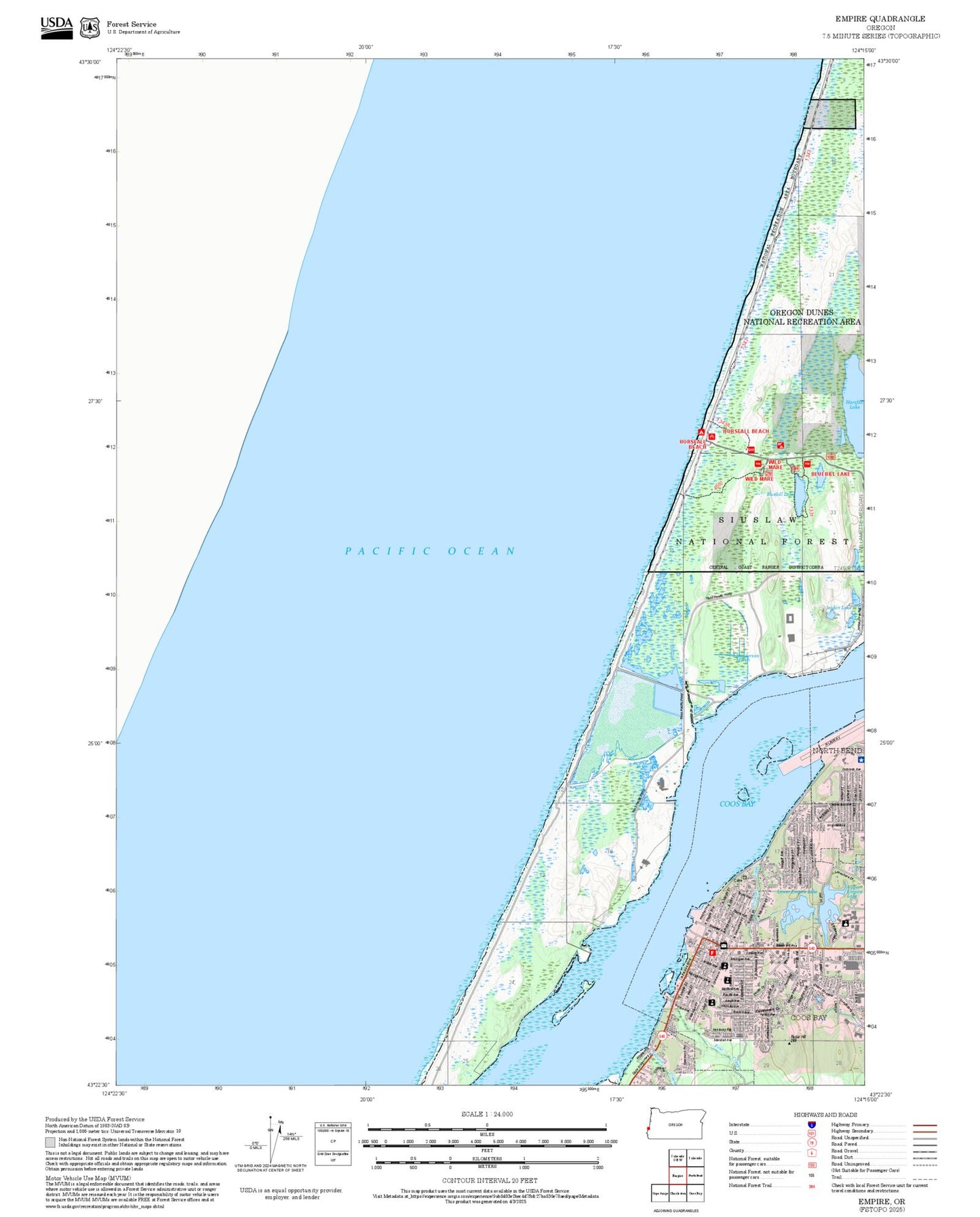 2025 Forest Service Topo Map of Empire Oregon