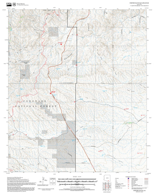 2025 Forest Service Topo Map of Empire Ranch Arizona
