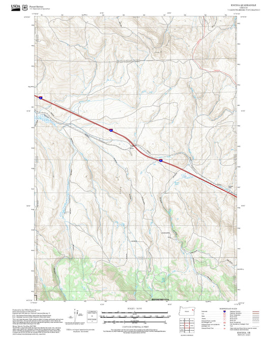 2025 Forest Service Topo Map of Encina Oregon